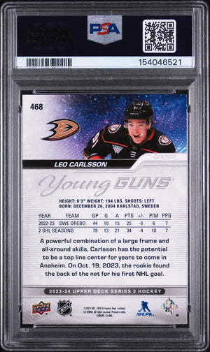 2023 Upper Deck Series 2 Young Guns Rookie Leo Carlsson RC PSA 10 