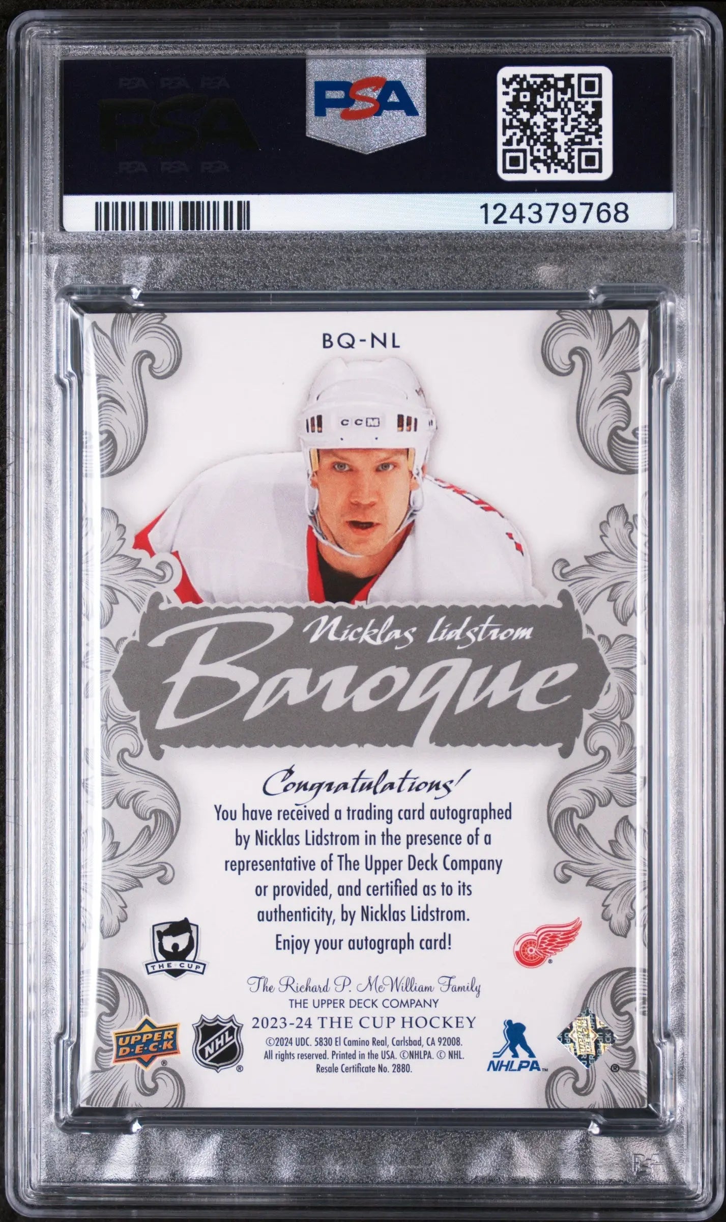 2023 Upper Deck The Cup Baroque Autographs Auto Nicklas Lidstrom  PSA 10 