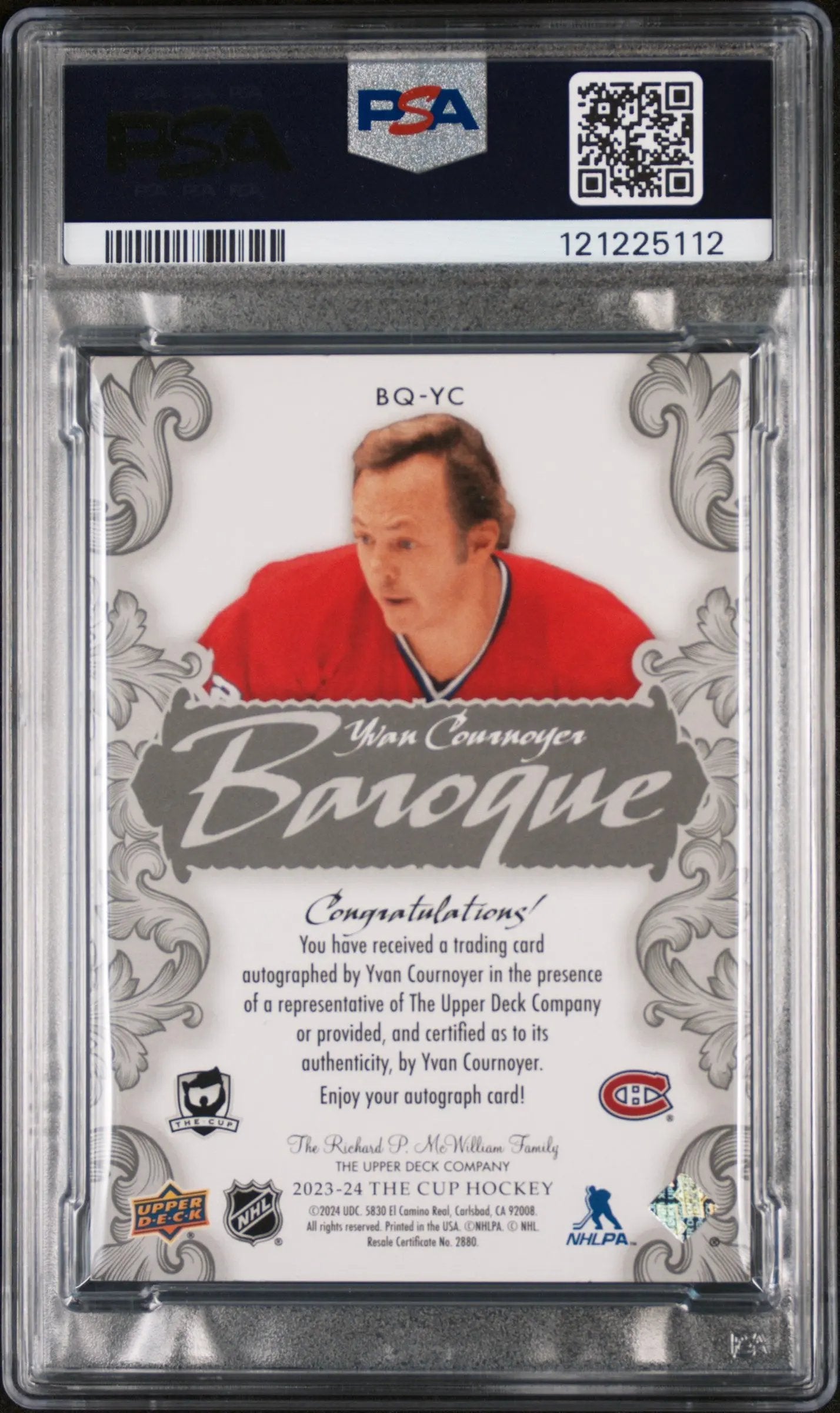 2023 Upper Deck The Cup Baroque Autographs Auto Yvan Cournoyer PSA 9 