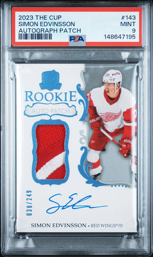 2023 Upper Deck The Cup Simon Edvinsson RC Rookie Auto Patch /249 PSA 9 