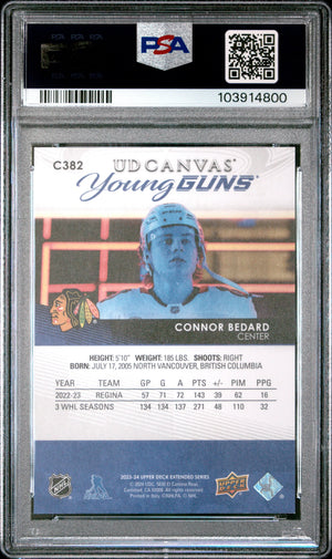 2023 Upper Deck UD Canvas Young Guns Rookie Connor Bedard #C382 PSA 9 