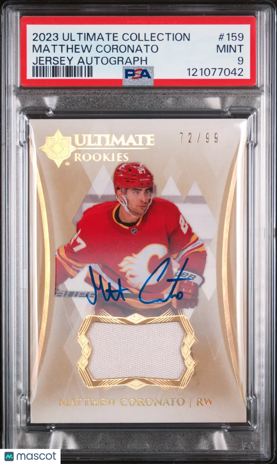 2023 Upper Deck Ultimate Col. Matthew Coronato RC Rookie Jersey Auto / 99 PSA 9 
