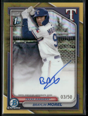 2024 1st Bowman Chrome Gold Refractor Prospects Auto Braylin Morel /50 