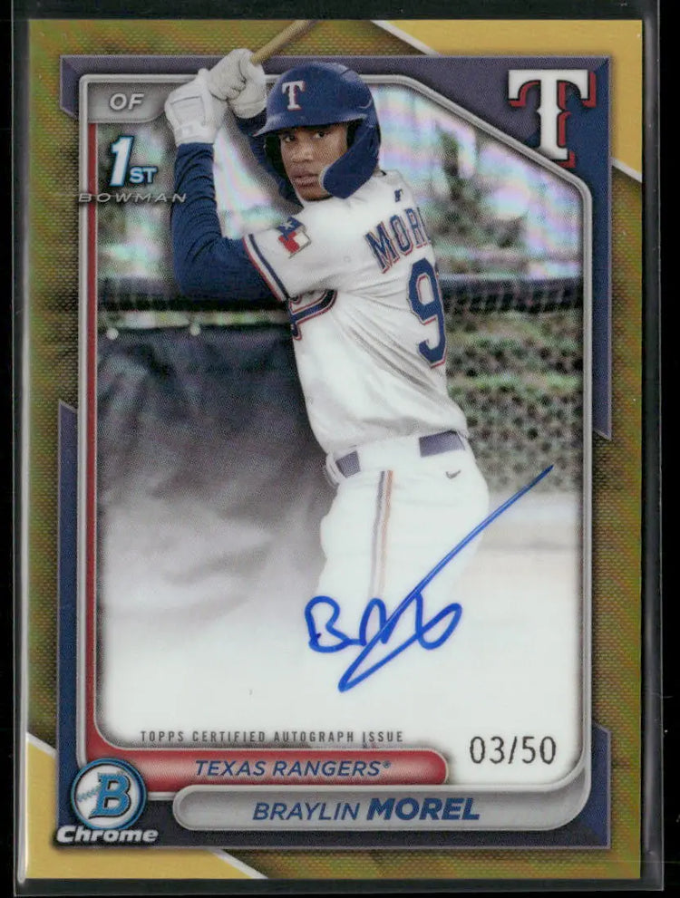 2024 1st Bowman Chrome Gold Refractor Prospects Auto Braylin Morel /50 