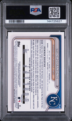 2024 1st Bowman Draft Chrome Prospect Auto Jac Caglianone RC Rookie PSA 9 