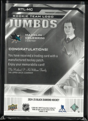 2024-25 Black Diamond Rookie Team Logo Jumbos Macklin Celebrini RC 