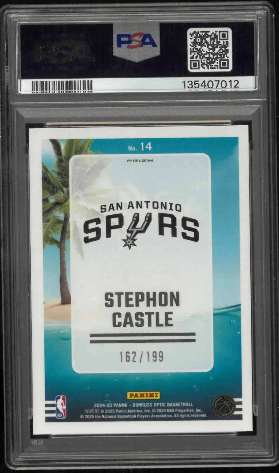 2024-25 Donruss Optic Rookie Splash! Stephon Castle Lime Green /199 RC PSA 9 