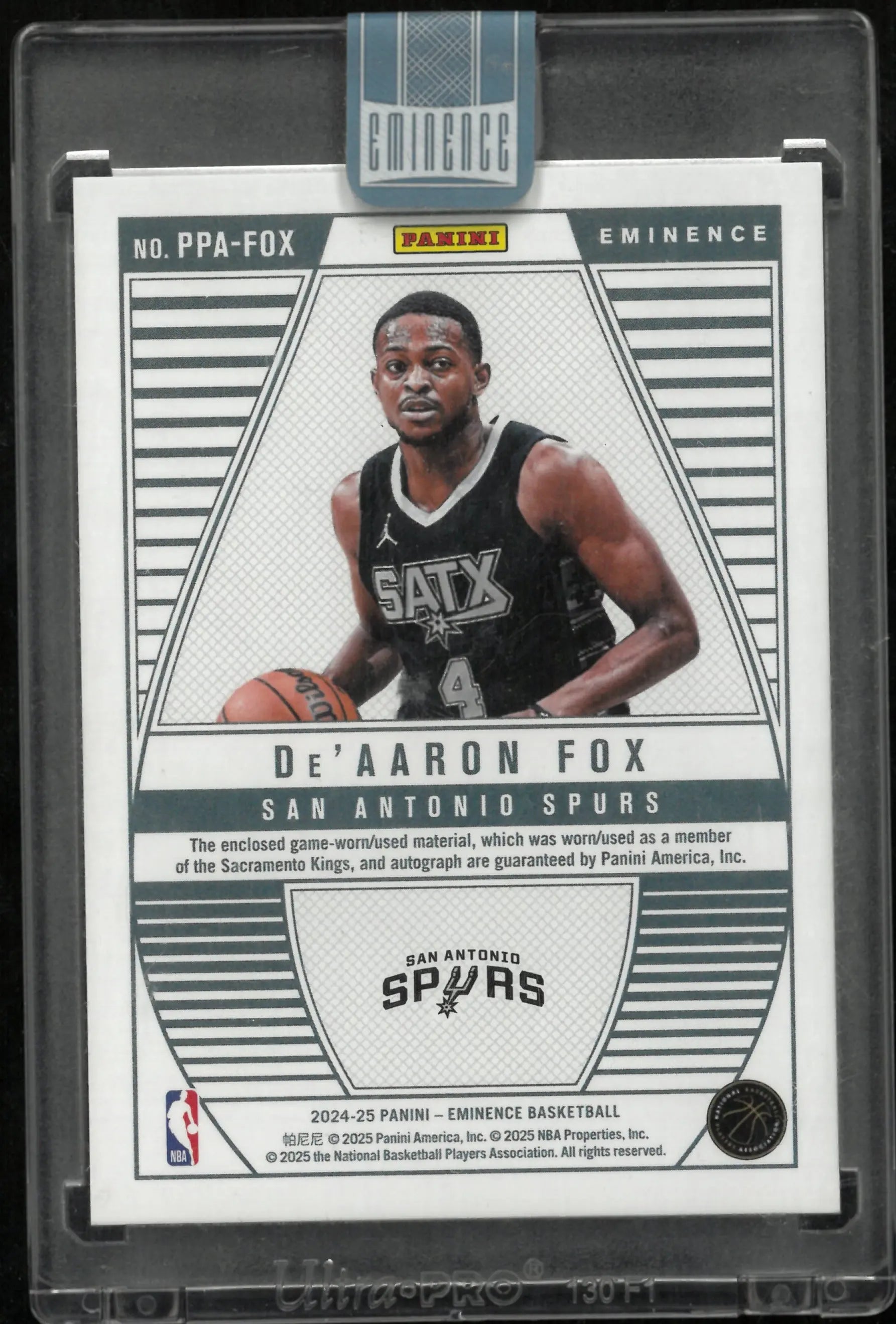 2024-25 Eminence Basketball De'Aaron Fox Emerald Peerless Tag Auto 3/3 