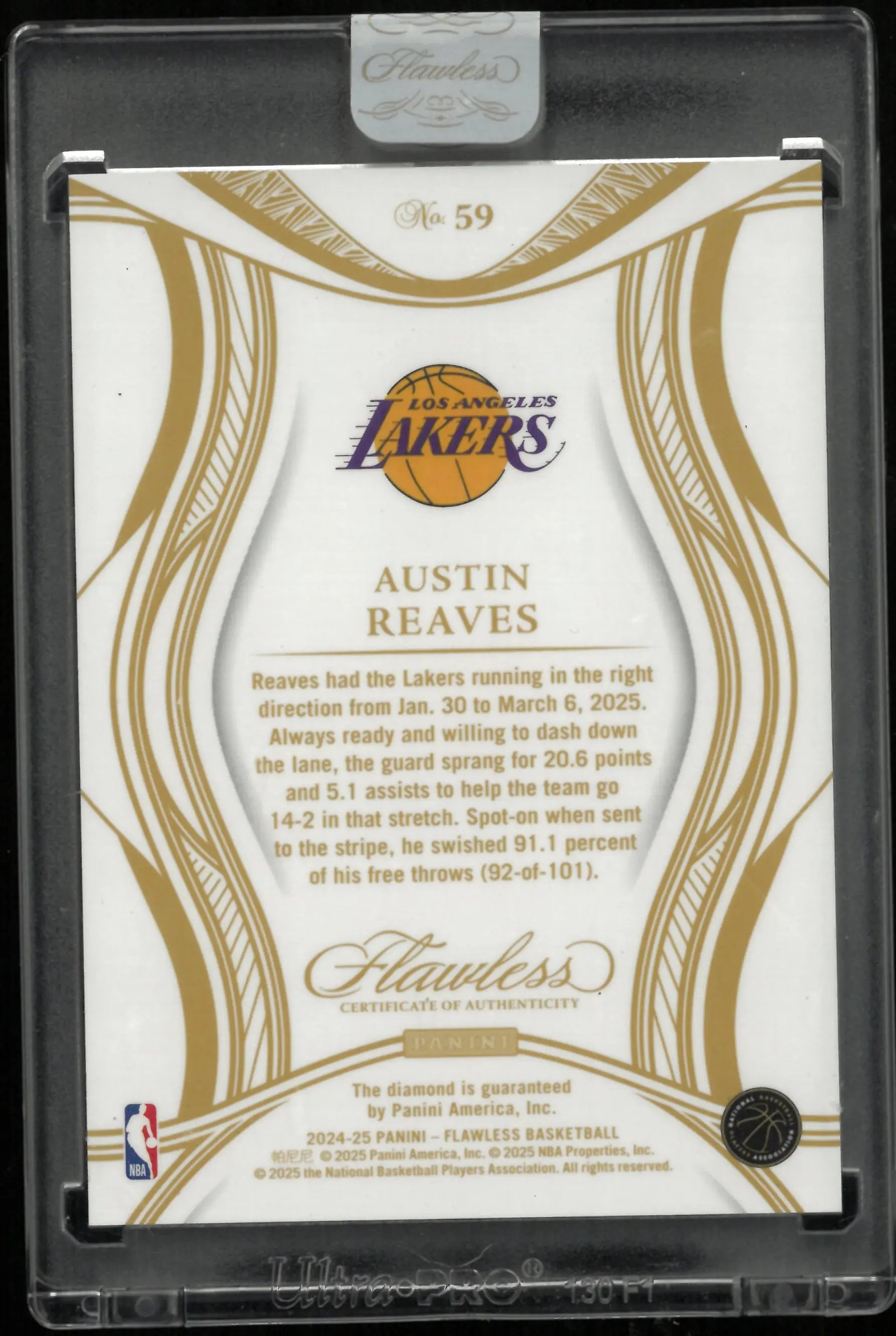 2024-25 Flawless Basketball Diamond Relic Austin Reaves /20 