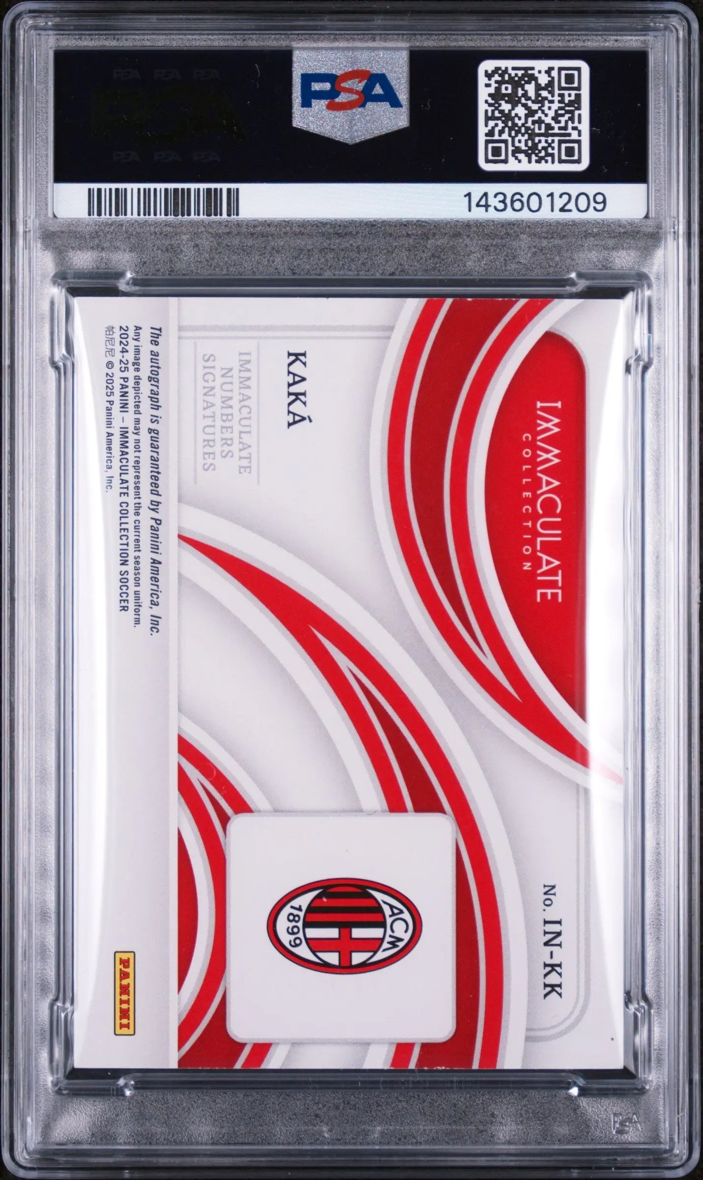 2024-25 Immaculate Soccer Immaculate Numbers Signatures Auto Kaka PSA 8 /49 