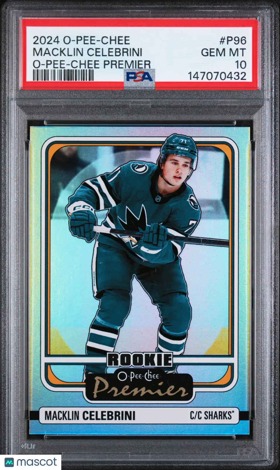 2024-25 O-Pee-Chee OPC Premier Macklin Celebrini RC Rookie #P96 PSA 10 
