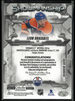2024/25 O-Pee-Chee Platinum Showmanship Rainbow Autograph Leon Draisaitl Auto 