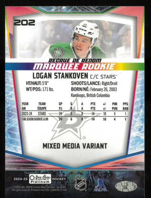 2024-25 OPC Platinum Marquee Rookie Logan Stankoven Mixed Media Variant SP 