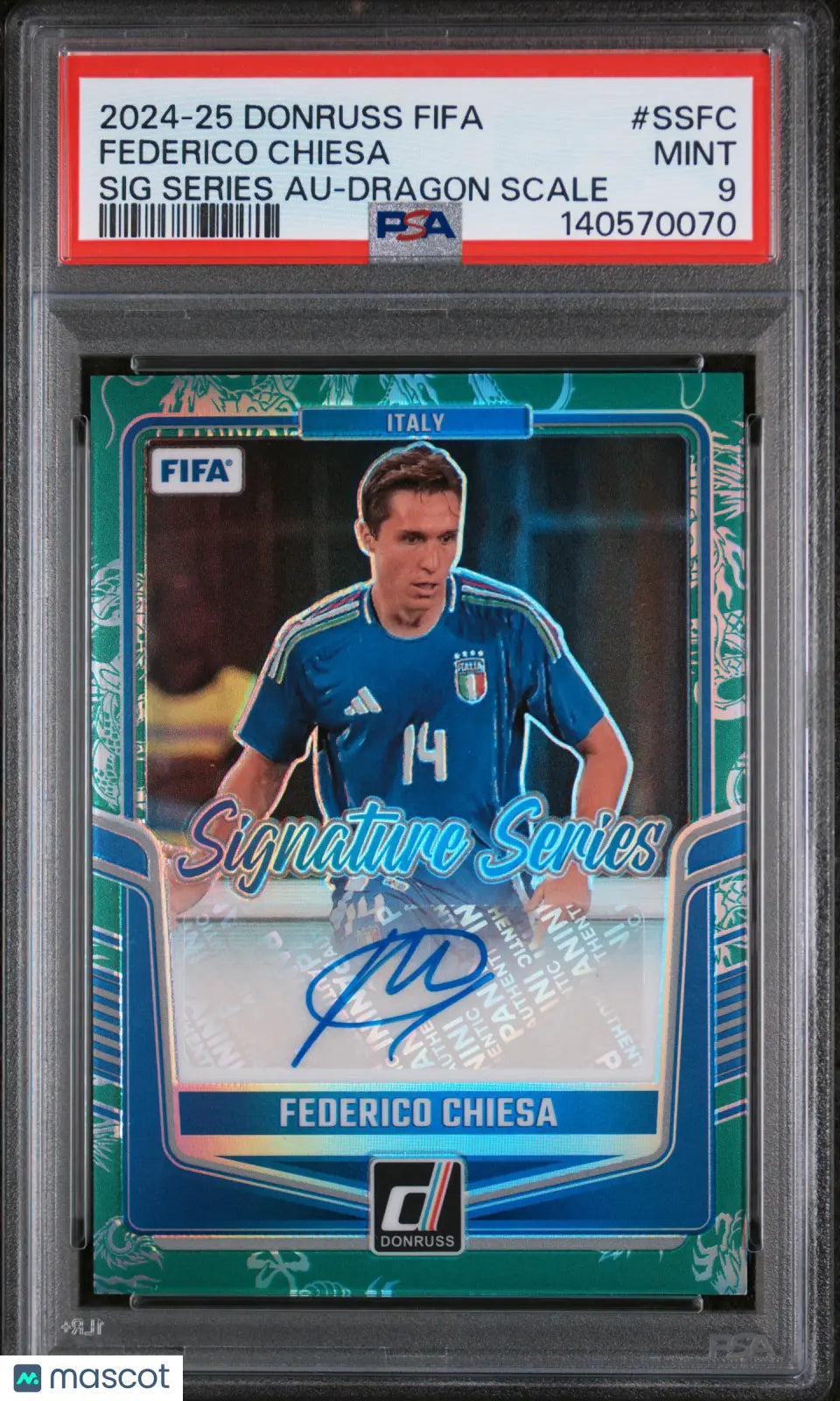 2024-25 Panini Donruss FIFA Signature Autographs Federico Chiesa Dragon/99 PSA 9 