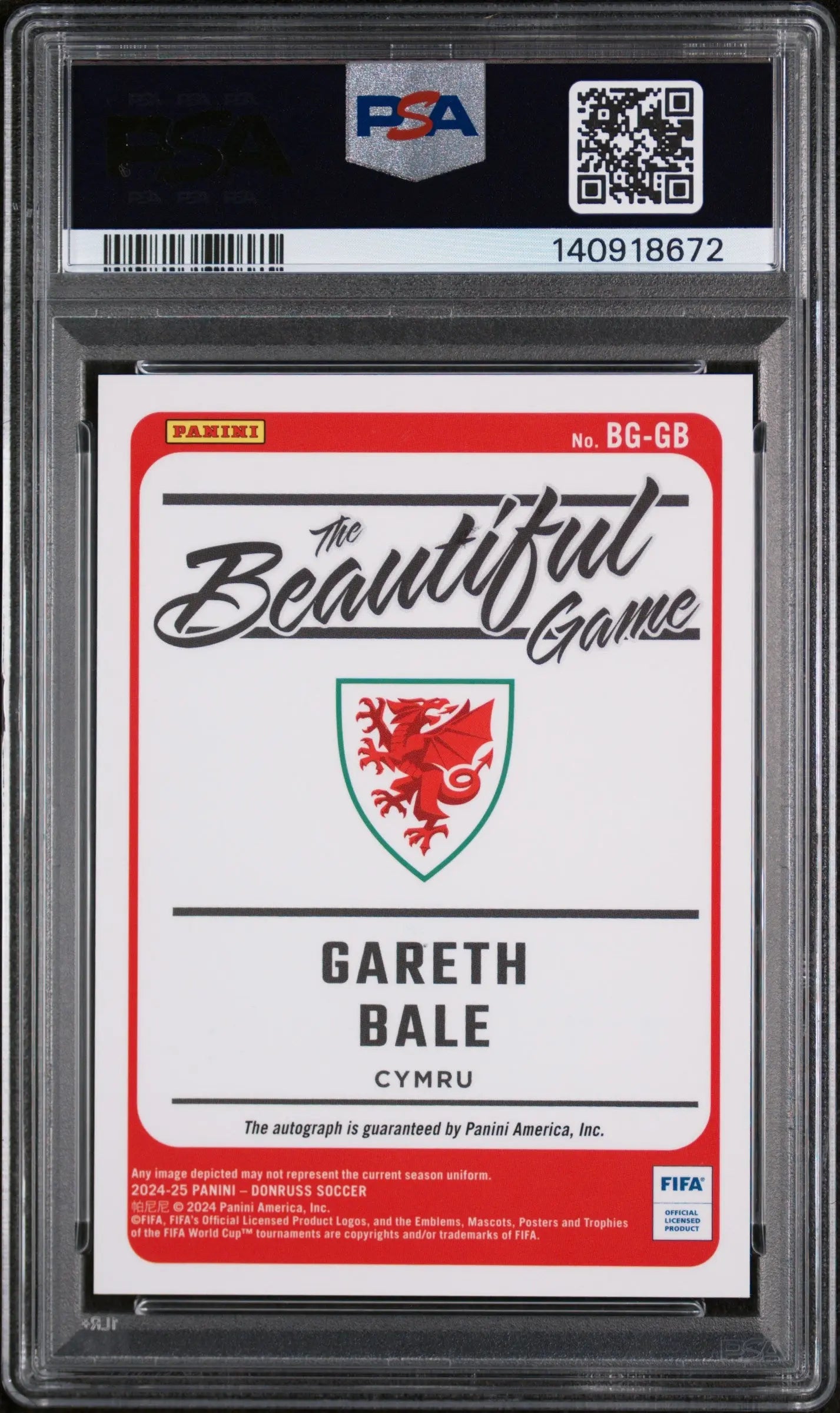 2024-25 Panini Donruss FIFA The Beautiful Game Autograph Auto Gareth Bale PSA 10 