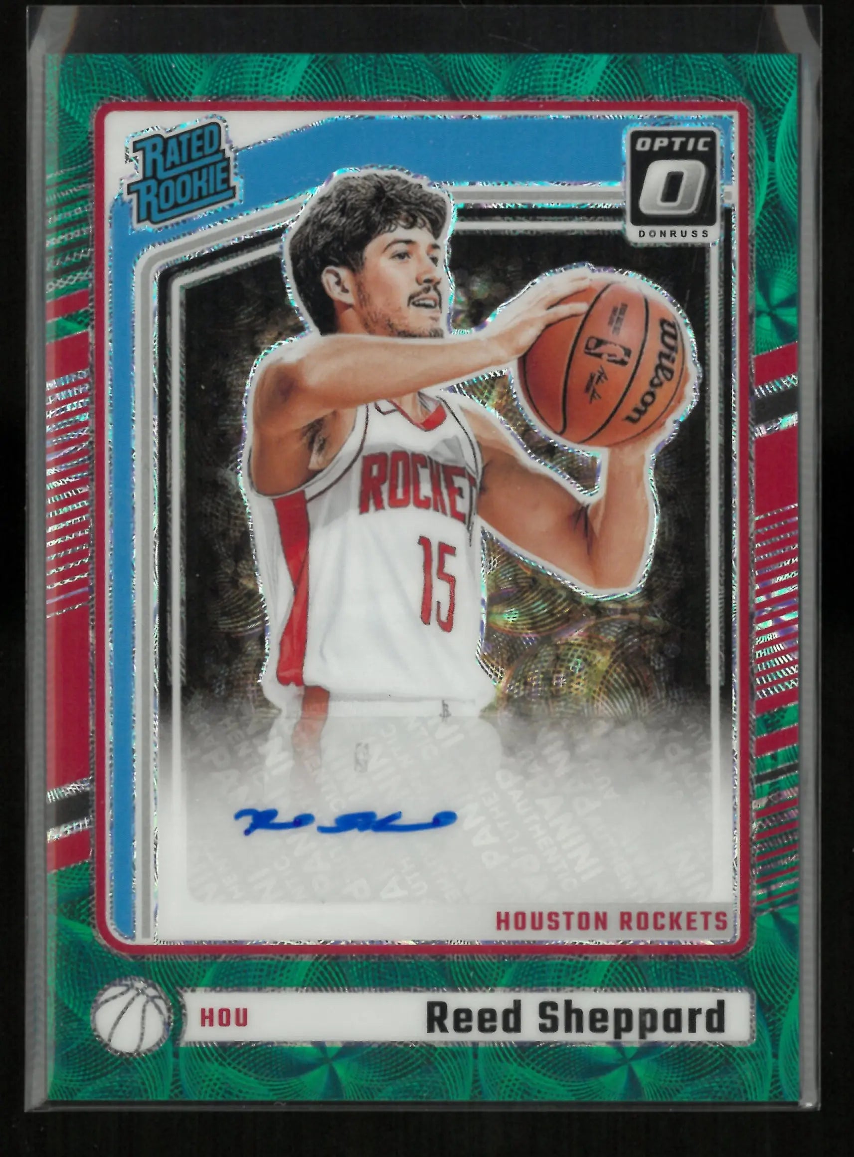 2024-25 Panini Donruss Optic Rated Rookie Autograph Reed Sheppard Green Scope/25 