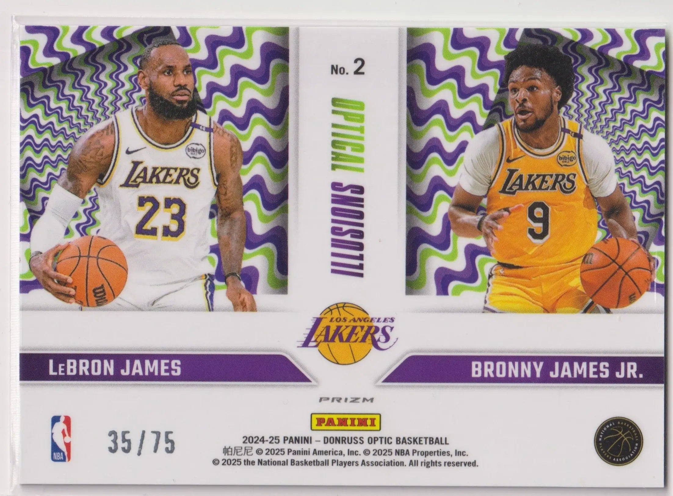 2024-25 Panini Donruss Optical Illusions Lebron James/ Bronny James Jr /75 