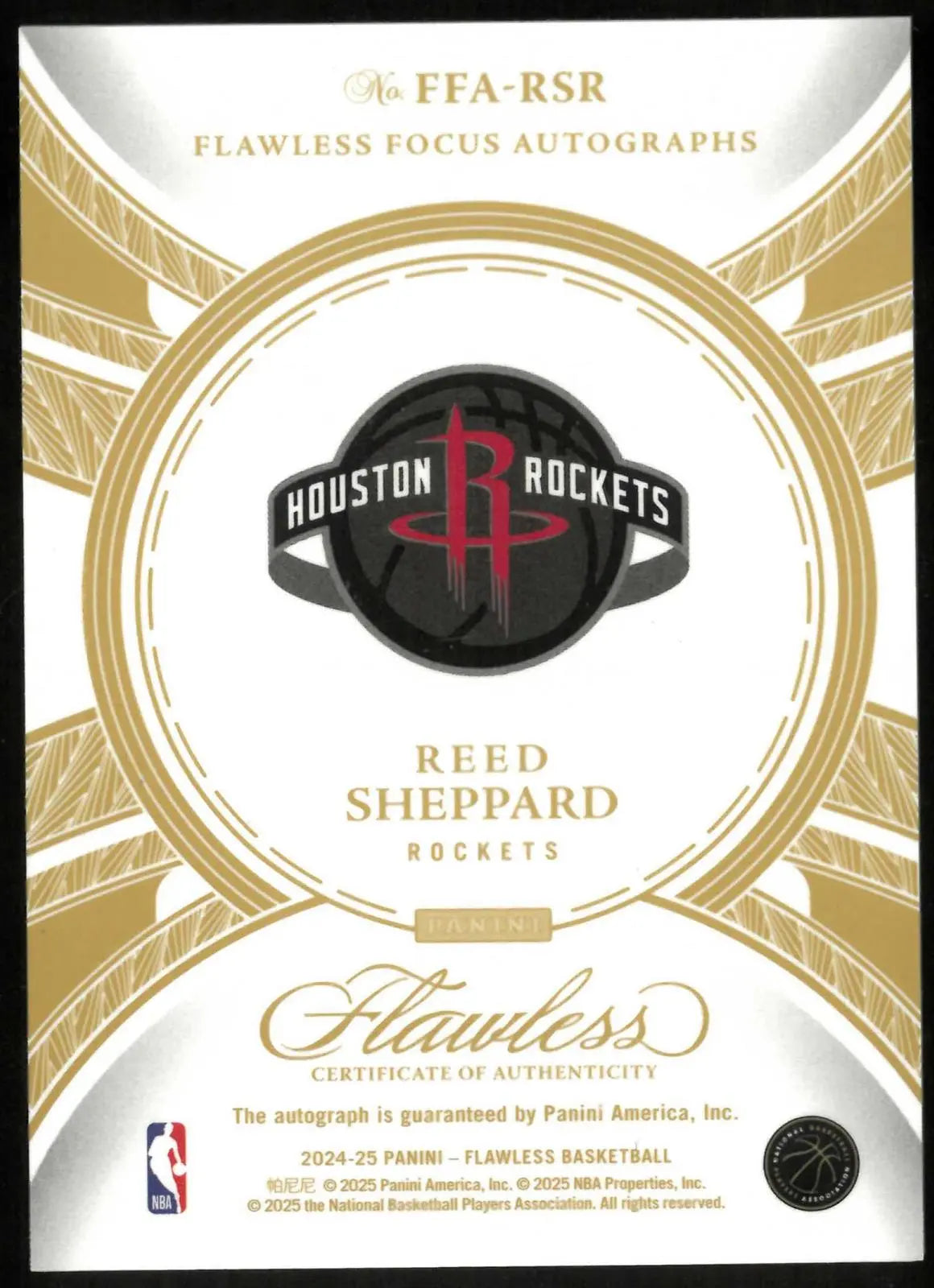 2024-25 Panini Flawless Autograph Rookie Reed Sheppard Auto /8 RC 