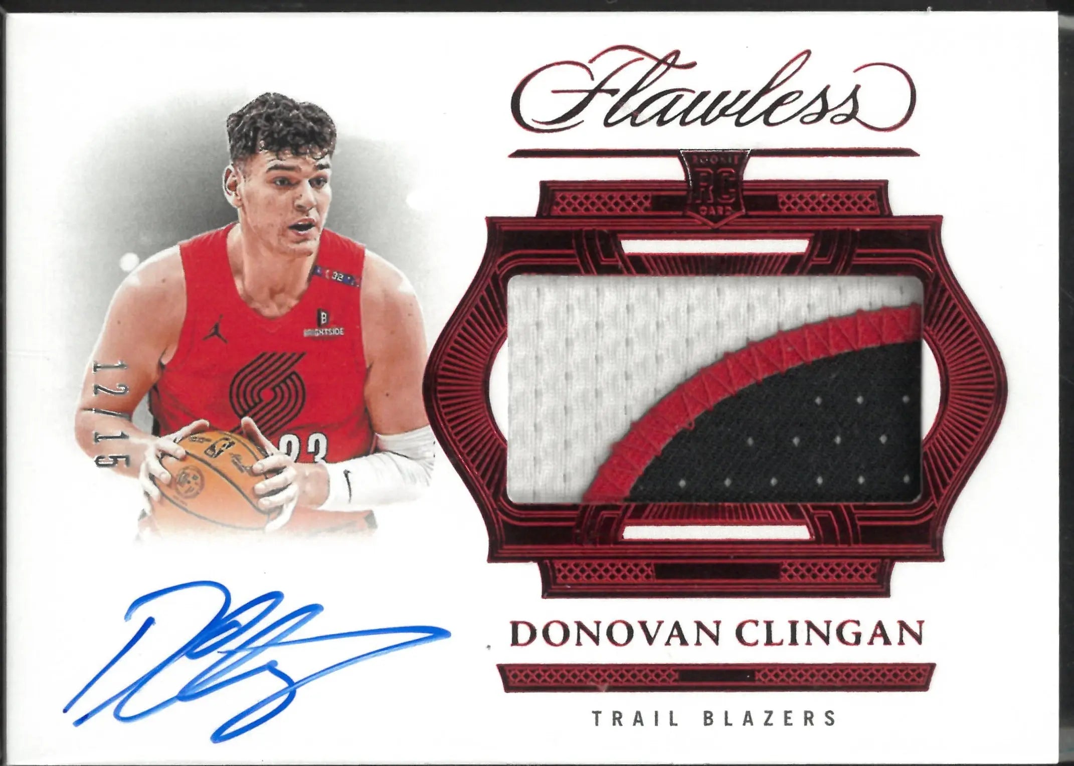 2024-25 Panini Flawless Basketball Red Horizontal Patch Auto Donovan Clingan /15 