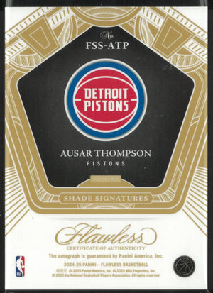 2024-25 Panini Flawless Basketball Shade Signatures Auto Ausar Thompson /25 