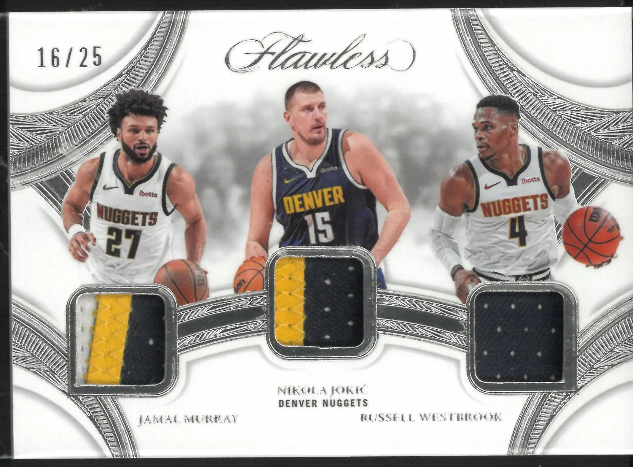 2024-25 Panini Flawless Basketball Triple Patches Murray Jokic Westbrook /25 