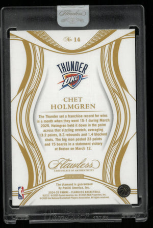 2024-25 Panini Flawless Diamond Chet Holmgren Gold /10 