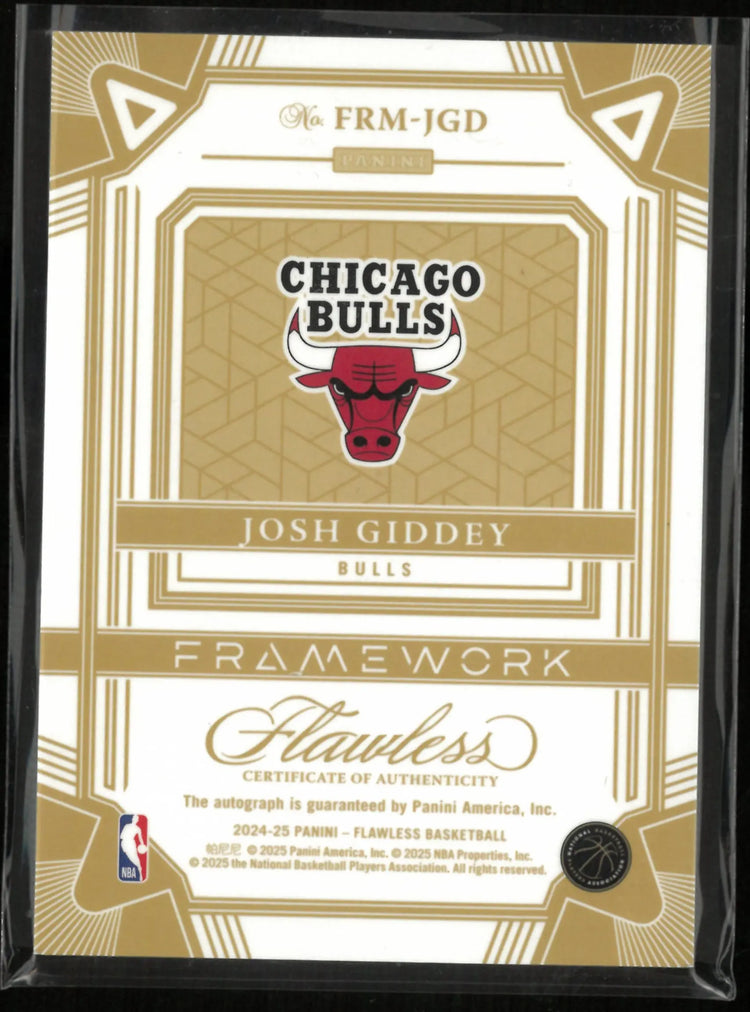 2024-25 Panini Flawless Framework Josh Giddey Autograph Gold /10 