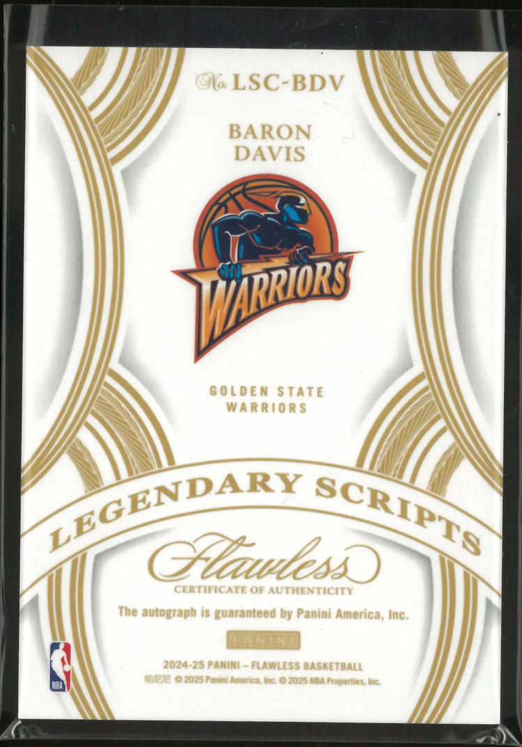 2024-25 Panini Flawless Legendary Scripts Autograph Baron Davis Auto /10 