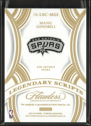 2024-25 Panini Flawless Legendary Scripts Autograph Manu Ginobili Auto /25 