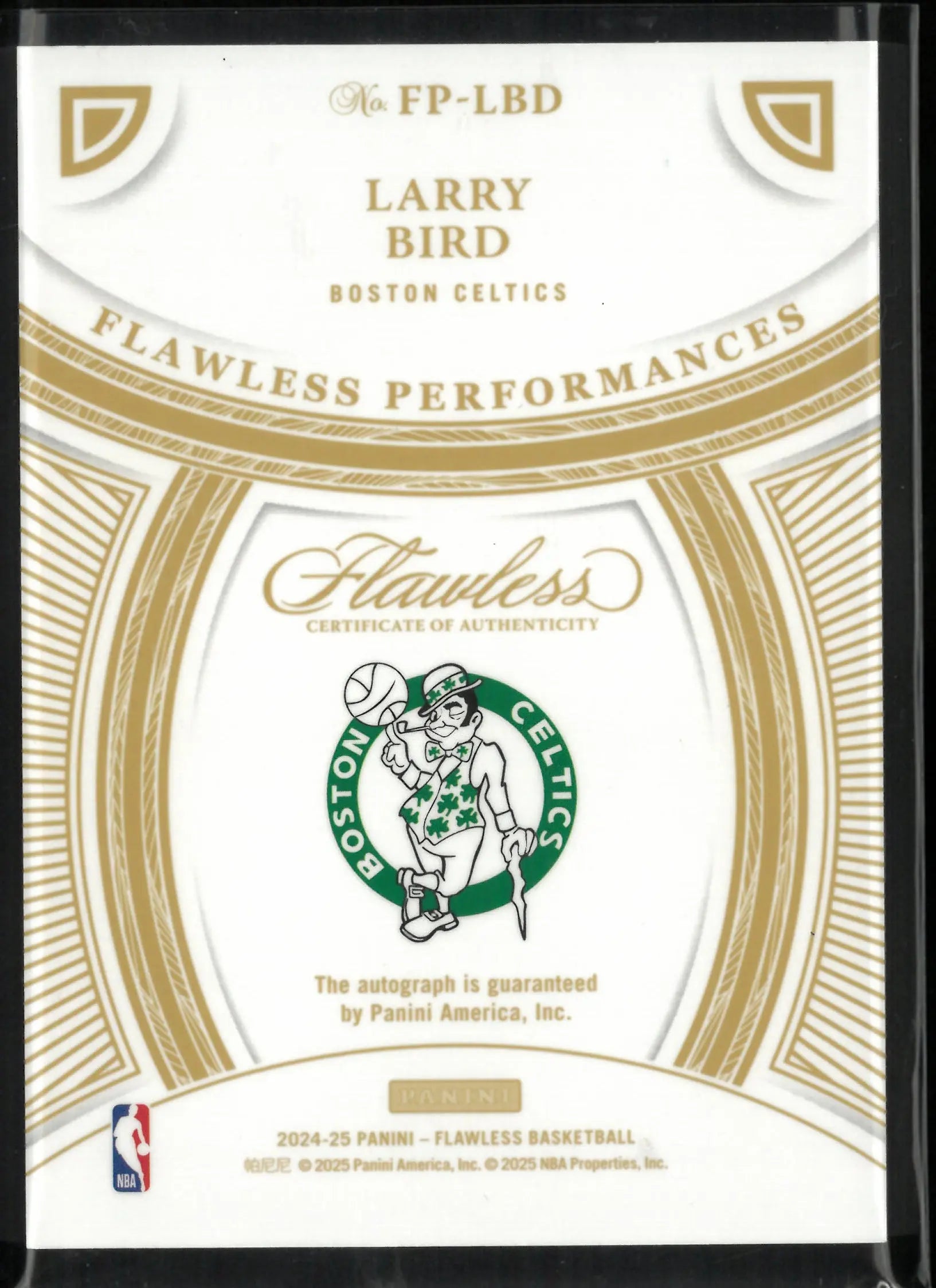 2024-25 Panini Flawless Performances Larry Bird Autograph Auto Purple /3 
