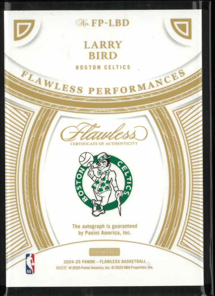 2024-25 Panini Flawless Performances Larry Bird Autograph Auto Purple /3 