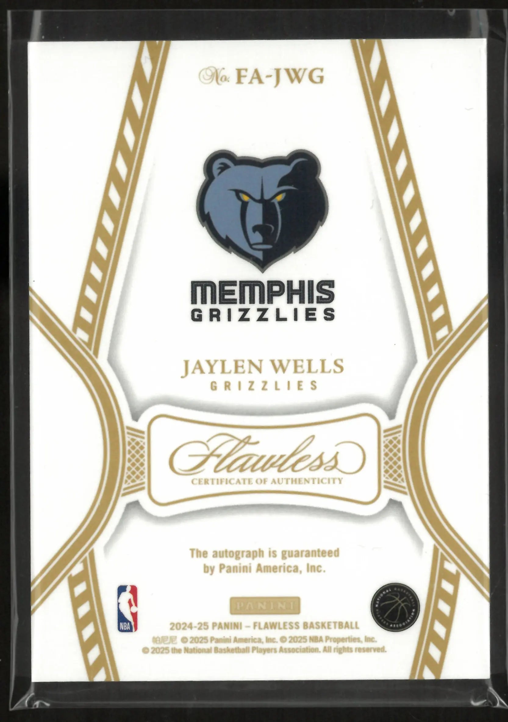 2024-25 Panini Flawless Rookie Autograph Jaylen Wells Auto RC Blue /8 