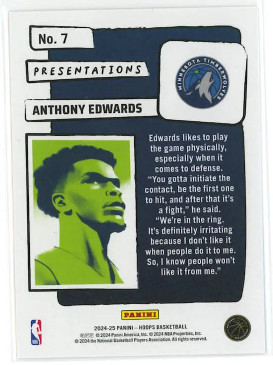 2024-25 Panini Hoops Presentations Anthony Edwards SP 