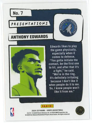 2024-25 Panini Hoops Presentations Anthony Edwards SP 