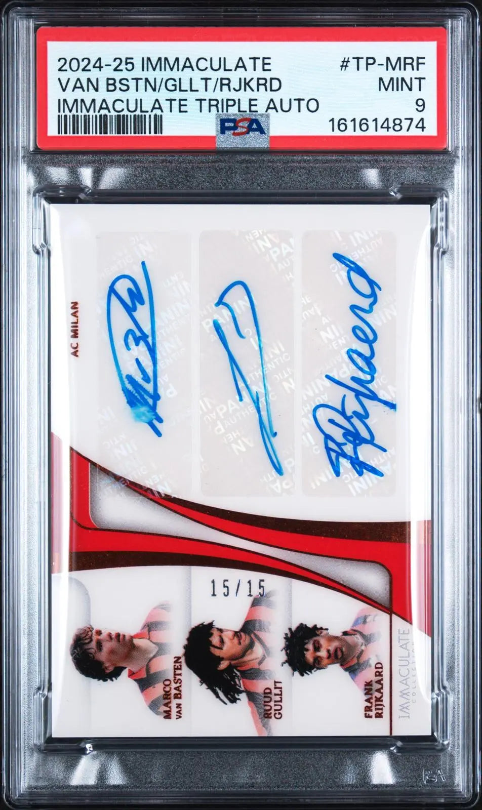 2024-25 Panini Immaculate Coll. Triple Auto Van Basten/Gullit/Rijkaard PSA 9 