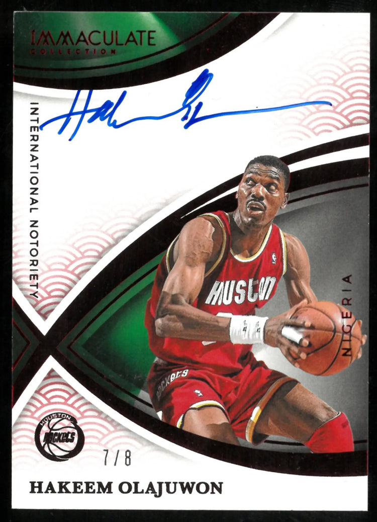 2024-25 Panini Immaculate Collection Red International Notoriety Auto Hakeem Olajuwon /8 