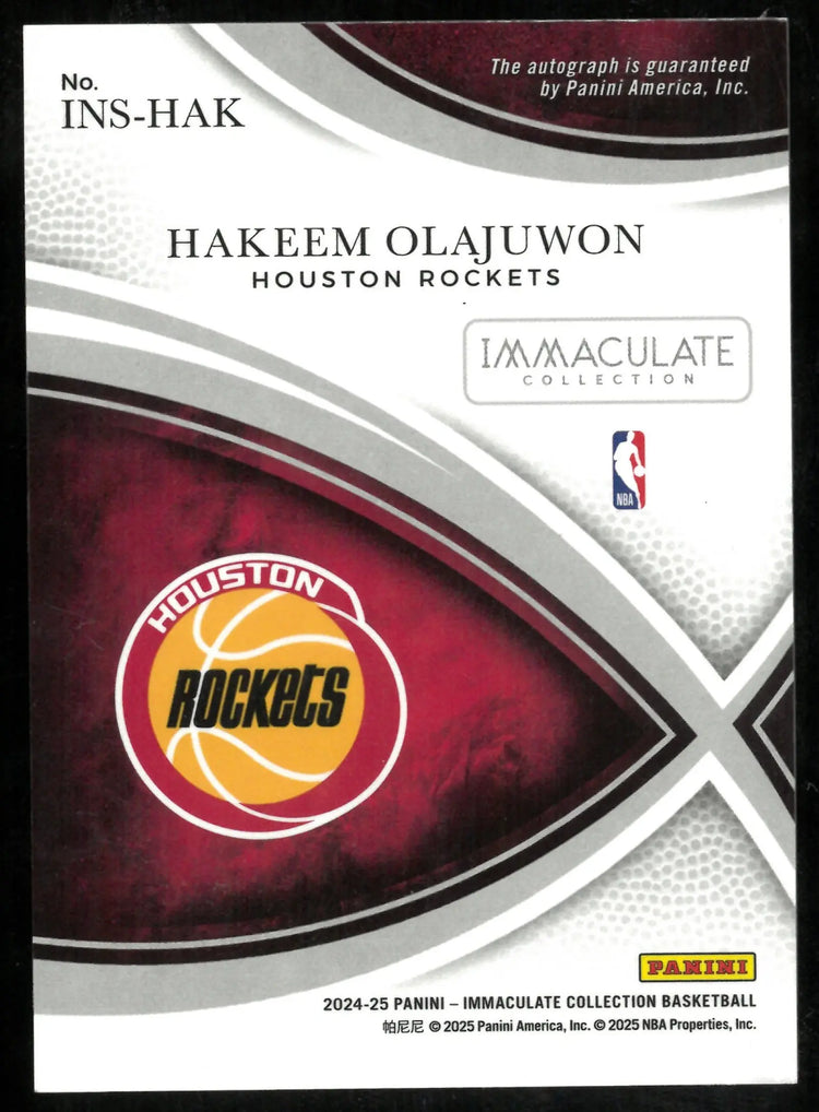 2024-25 Panini Immaculate Collection Red International Notoriety Auto Hakeem Olajuwon /8 