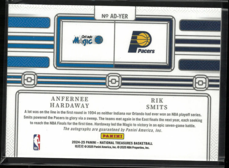 2024-25 Panini National Treasure Dual Auto A. Hardaway R. Smits Auto/10 