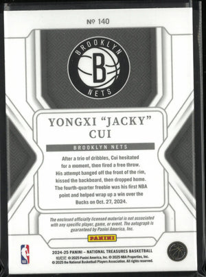 2024-25 Panini National Treasure Rookie Patch Auto Yongxi "Jacky" Cui Auto RC/99 