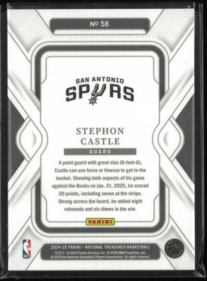 2024-25 Panini National Treasure Stephon Castle Rookie RC 