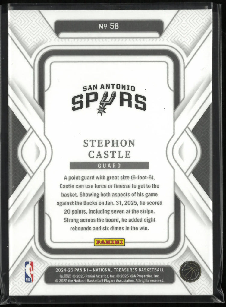 2024-25 Panini National Treasure Stephon Castle Rookie RC 