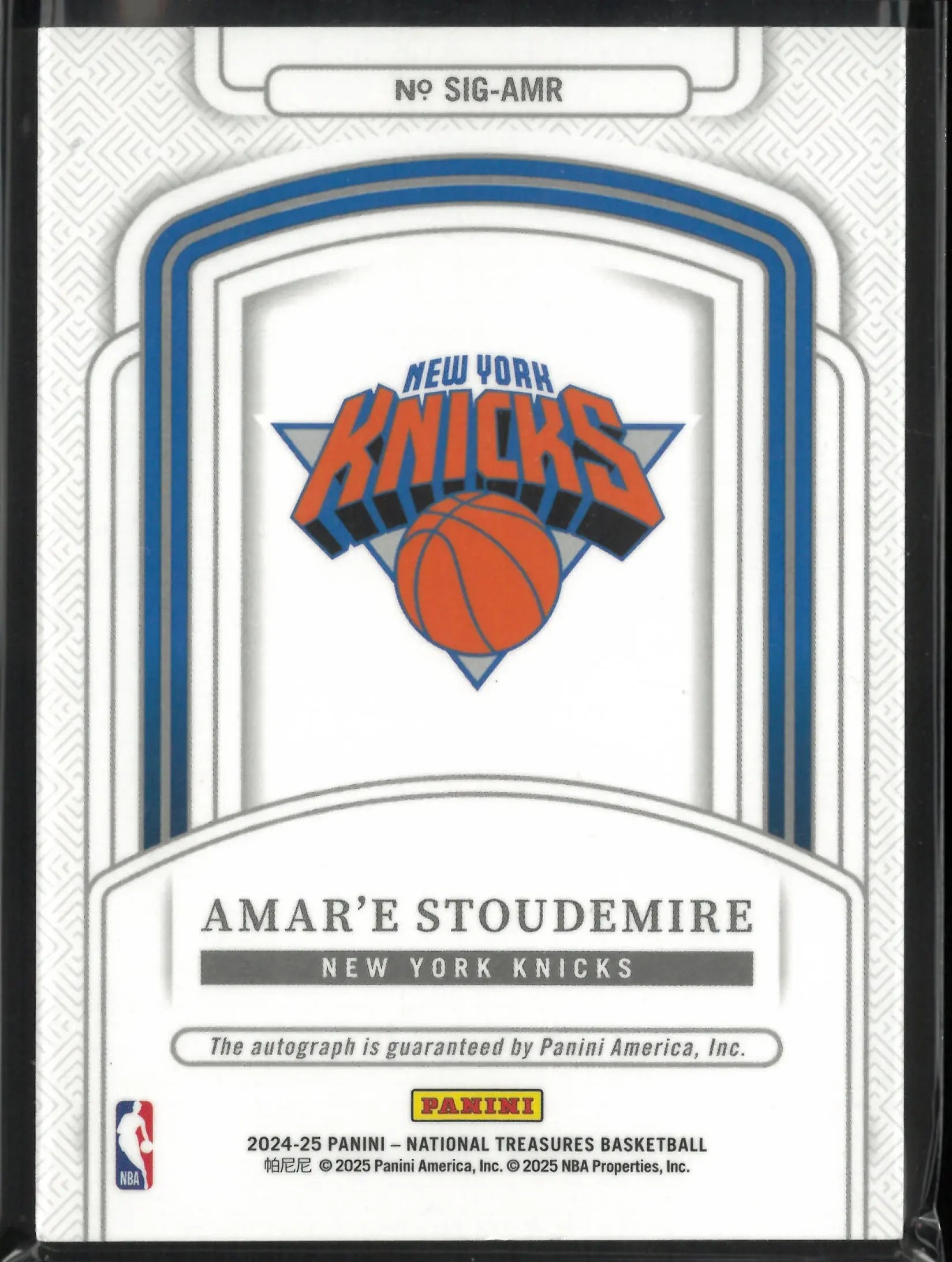 2024-25 Panini National Treasures Autograph Amar'e Stoudemire Auto /10 