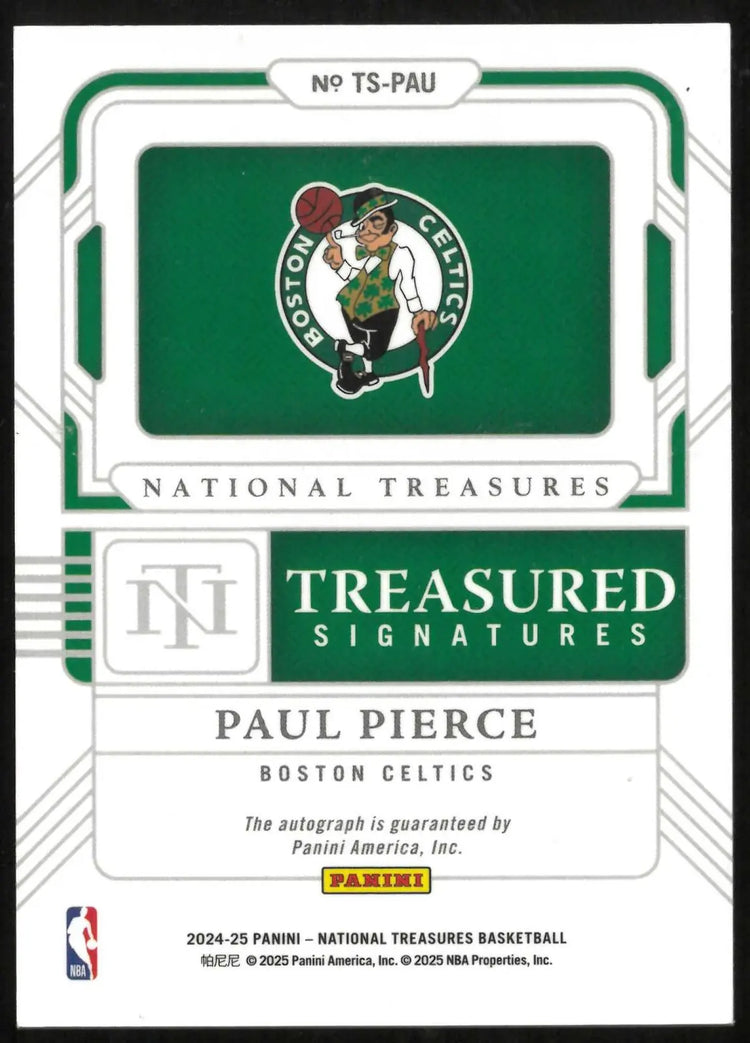 2024-25 Panini National Treasures Autograph Paul Pierce Auto Red /24 