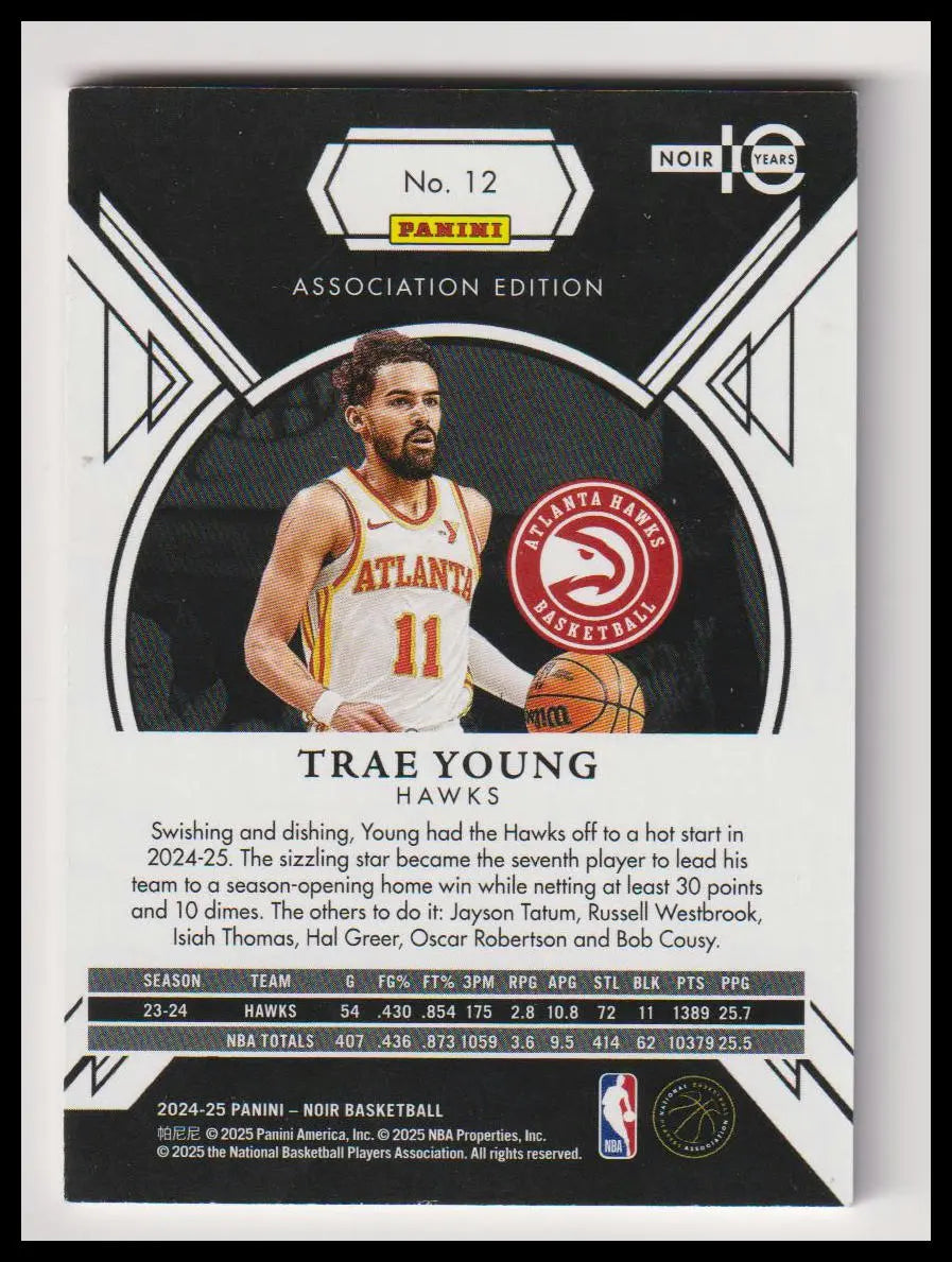 2024-25 Panini Noir Association Edition Trae Young /10 