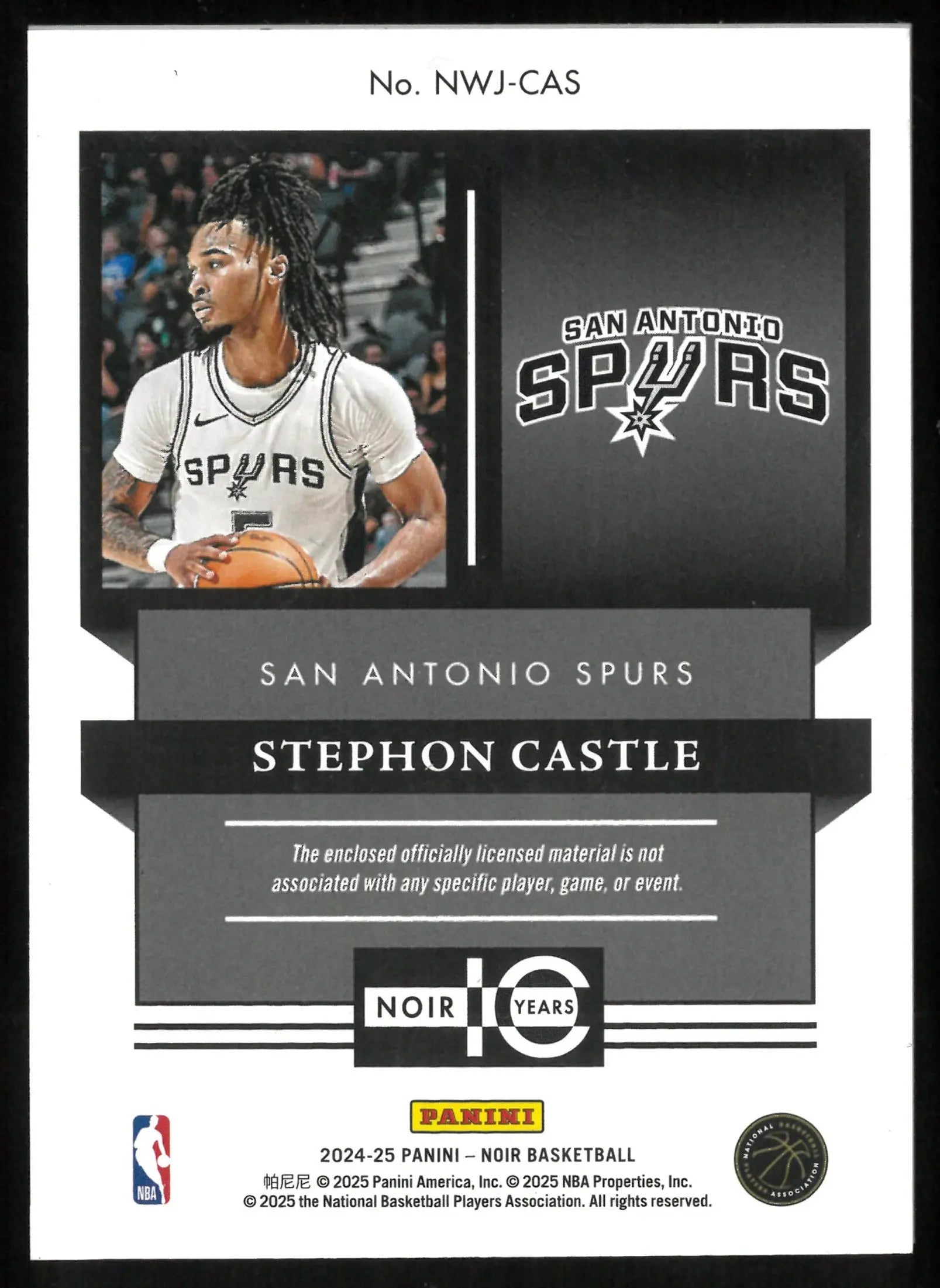 2024-25 Panini Noir Stephon Castle Jersey Patch Rookie /99 