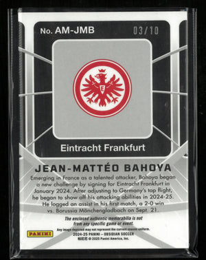 2024-25 Panini Obsidian Atomic Materials Jean-Matteo Bahoya Patch RC Rookie /10 