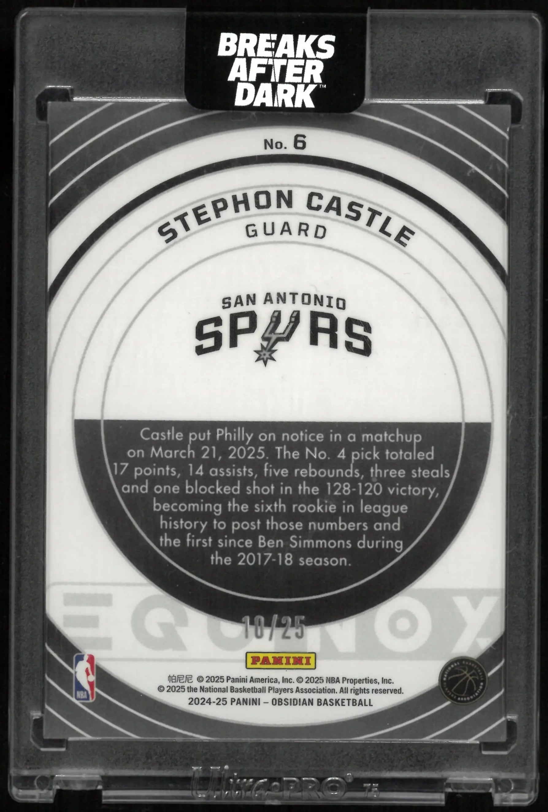 2024-25 Panini Obsidian Basketball Green Equinox Rookie Stephon Castle /25 