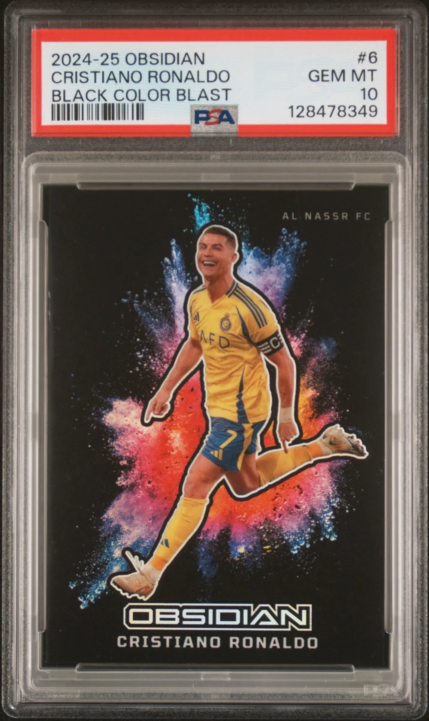 2024-25 Panini Obsidian Black Color Blast Cristiano Ronaldo #6 PSA 10 