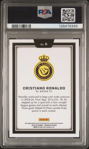 2024-25 Panini Obsidian Black Color Blast Cristiano Ronaldo #6 PSA 10 