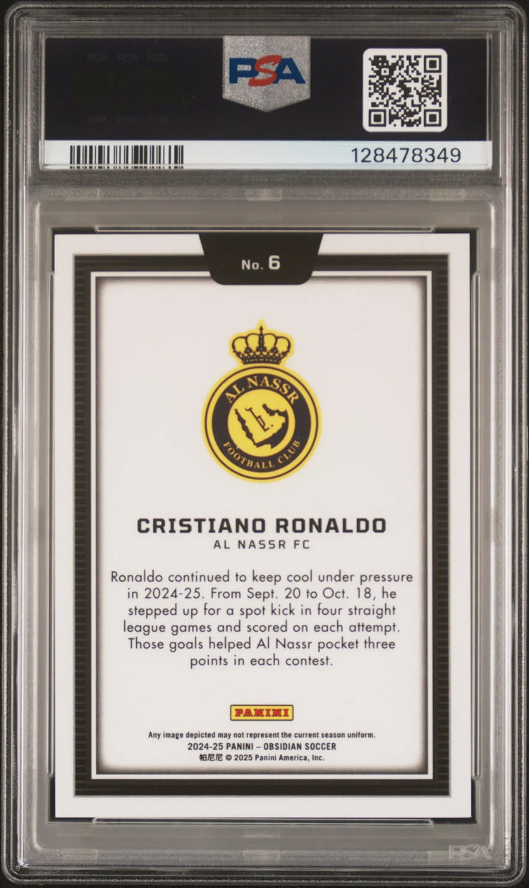 2024-25 Panini Obsidian Black Color Blast Cristiano Ronaldo #6 PSA 10 